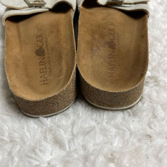 Haflinger glittery silver slip on sandals with side silver tone buckle EUR SZ37 - Picture 7 of 8